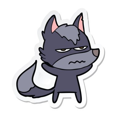 etiket bir karikatür rahatsız kurt