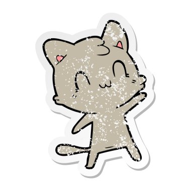 bir karikatür mutlu kedi sıkıntılı etiket