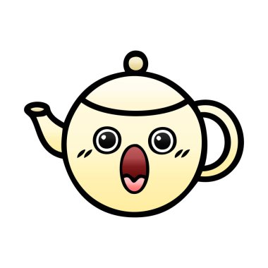 bir çaydanlık degrade gölgeli karikatür