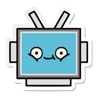etiket sevimli çizgi robot baş