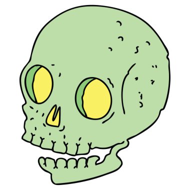 ilginç el çizilmiş karikatür kafatası