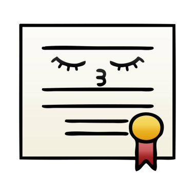 Degrade gölgeli karikatür Mezuniyet Diploması