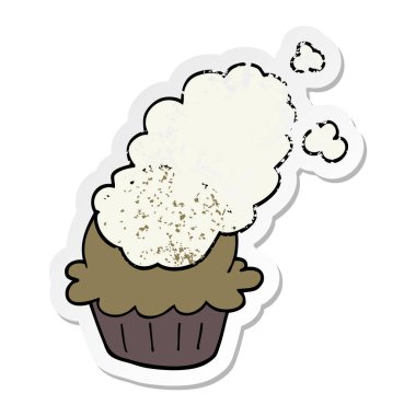 sevimli çizgi pastası sıkıntılı etiket