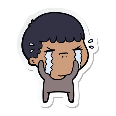 ağlayan bir çizgi film adamın etiket