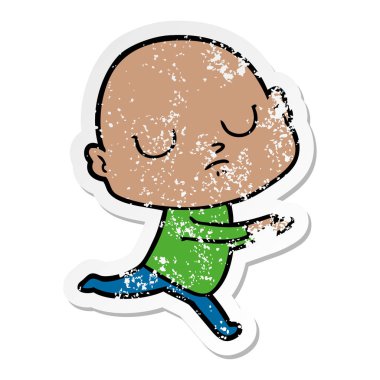 bir karikatür kel adamın sıkıntılı etiket