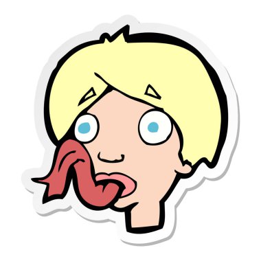 etiket dilini bir çizgi film kafa