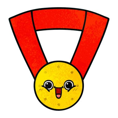 Retro grunge doku karikatür altın madalya