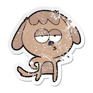 köpek sıkıntılı etiket bir karikatür sıkılmış