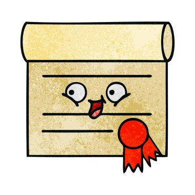 Retro grunge doku karikatür, bir sertifikanın