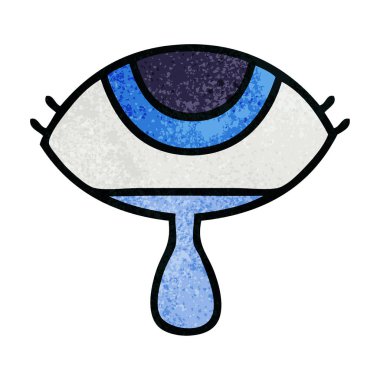 Retro grunge doku karikatür bir ağlayan göz