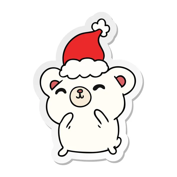 Handgezeichneter Weihnachtssticker Cartoon Von Kawaii Eisbär — Stockvektor