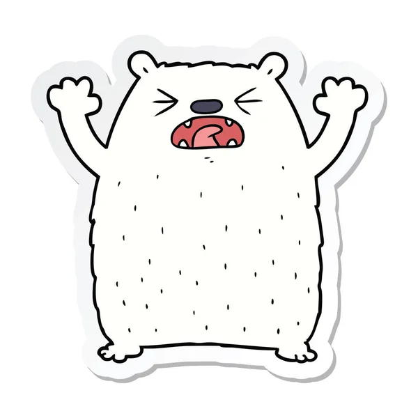 Sticker van een brullende cartoon-ijsbeer — Stockvector