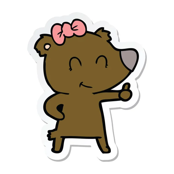 Sticker Female Bear Cartoon — Stock Vector