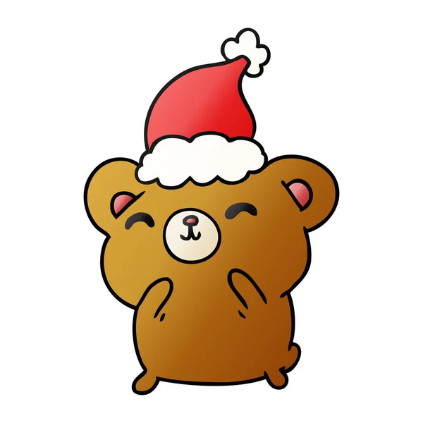 Hand Drawn Christmas Gradient Cartoon Kawaii Bear — Stock Vector