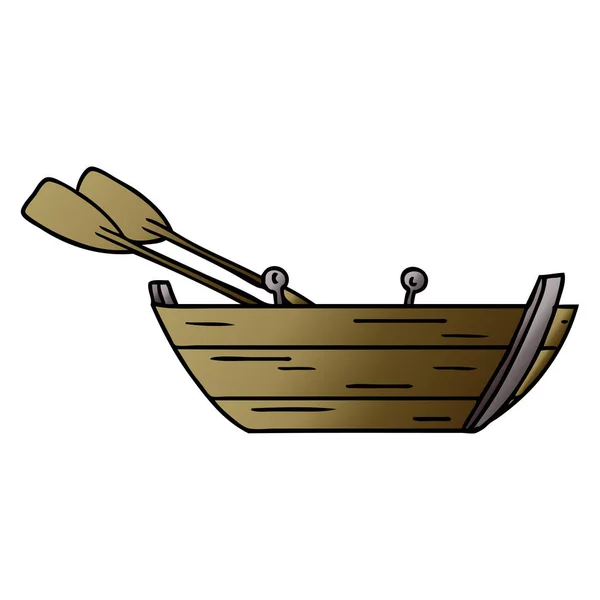 Garabato Dibujado Mano Gradiente Dibujos Animados Barco Madera Fila — Vector de stock