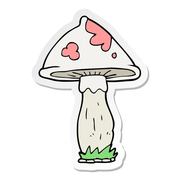 Sticker van een cartoon paddenstoel — Stockvector
