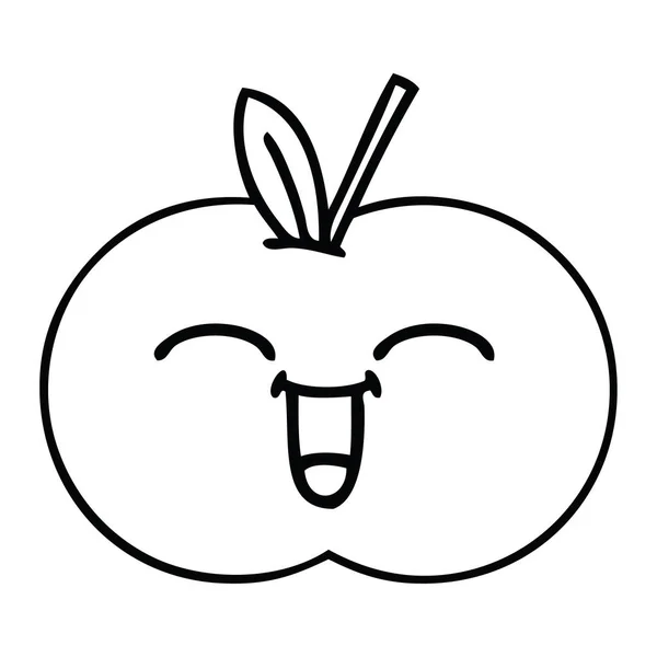 Line Drawing Cartoon Red Apple — Stock Vector