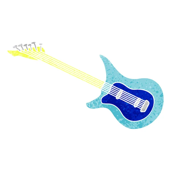 Rétro dessin animé gribouille d'une guitare — Image vectorielle