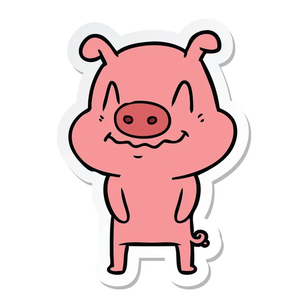 Autocollant Cochon Dessin Animé Nerveux — Image vectorielle