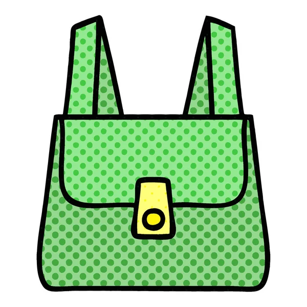 Comic Book Style Cartoon Green Bag — Stock Vector