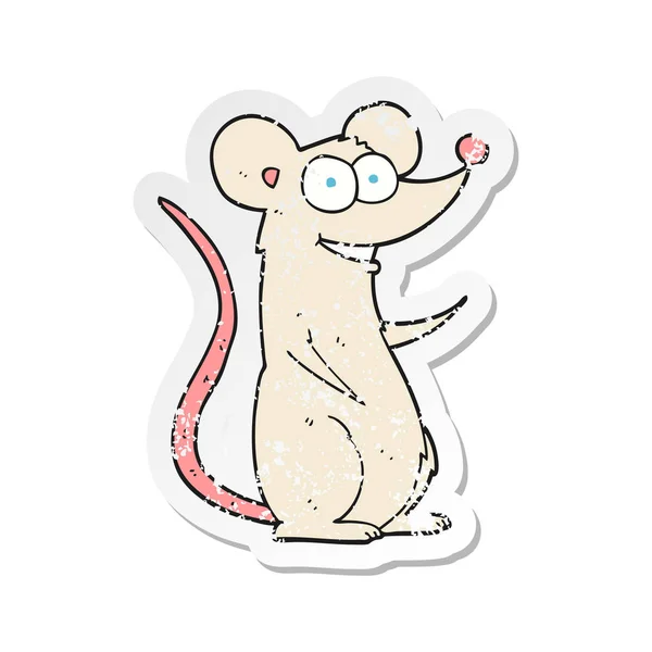 Retro trudnej sytuacji naklejki cartoon szczęśliwy myszy — Wektor stockowy