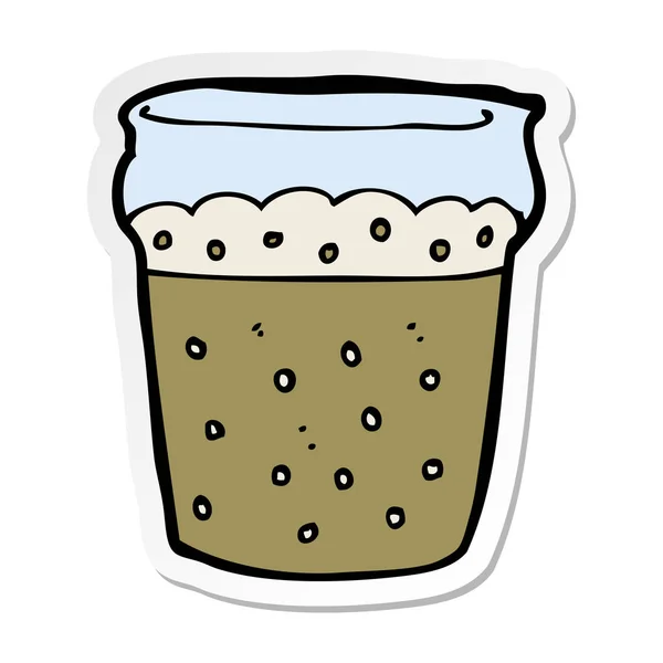 Sticker Van Een Cartoon Glas Bier — Stockvector