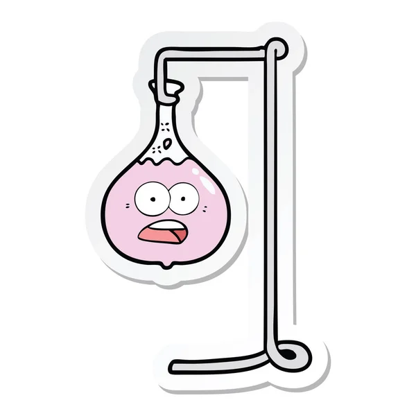 Sticker of a cartoon science experiment — Stock Vector