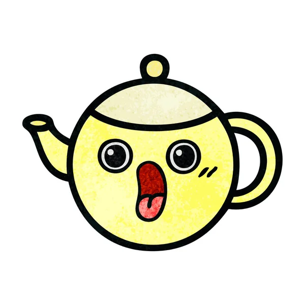 复古格格纹理卡通茶壶 — 图库矢量图片