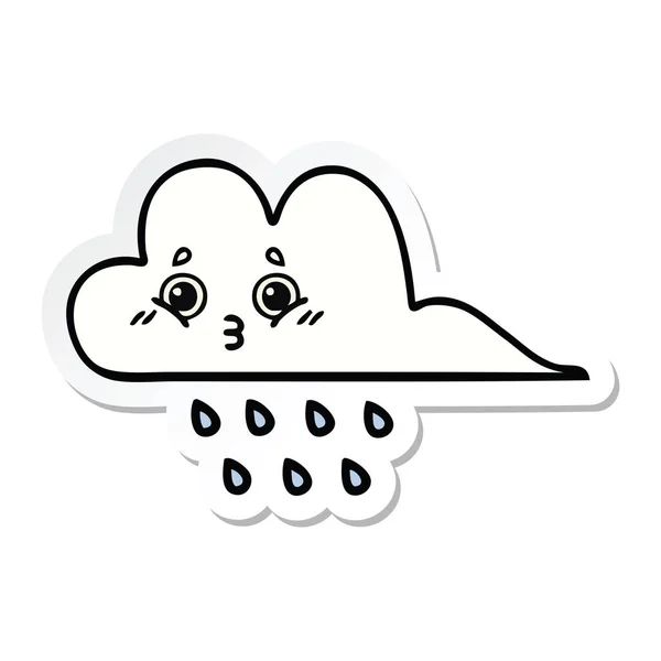 Pegatina Una Linda Nube Lluvia Dibujos Animados — Vector de stock