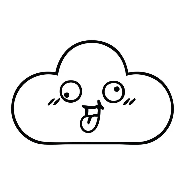 Desenho Linha Desenho Animado Uma Nuvem Neve — Vetor de Stock