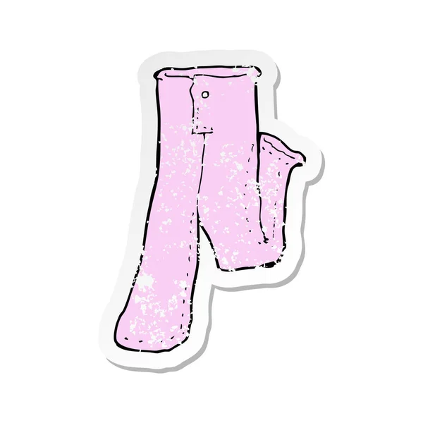 Pegatina Retro Angustiado Par Dibujos Animados Pantalones Color Rosa — Vector de stock