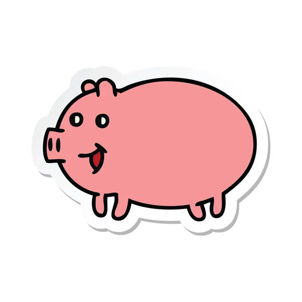 Etiqueta Porco Bonito Dos Desenhos Animados — Vetor de Stock