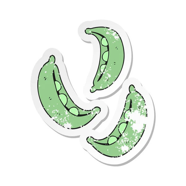 Retro Distressed Sticker Cartoon Peas — Stock Vector