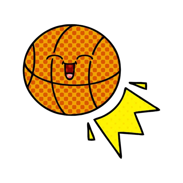 バスケット ボールの漫画のスタイルの漫画 — ストックベクタ