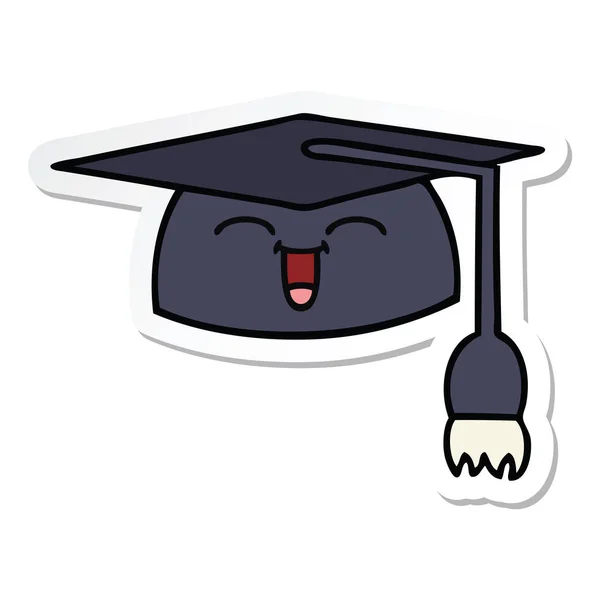 Pegatina Lindo Sombrero Graduación Dibujos Animados — Vector de stock