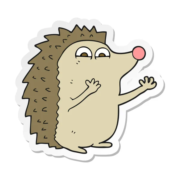 Sticker of a cartoon cute hedgehog — Stock Vector