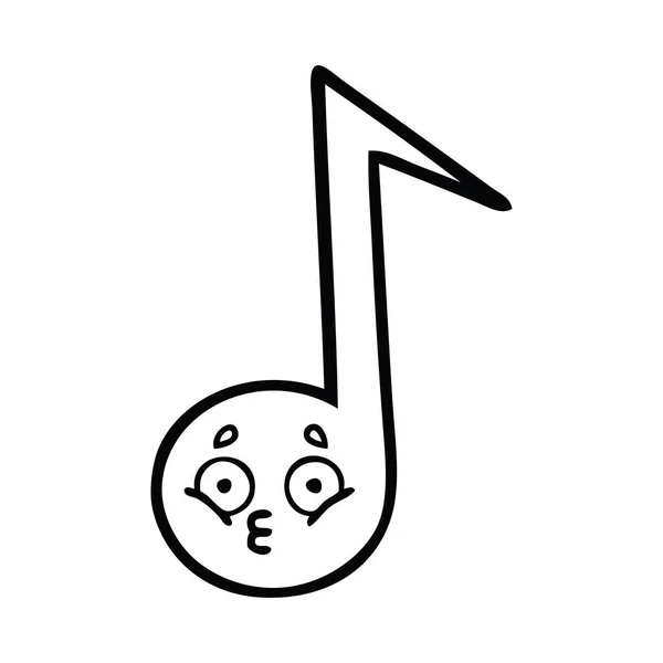 Línea dibujo dibujos animados nota musical — Vector de stock