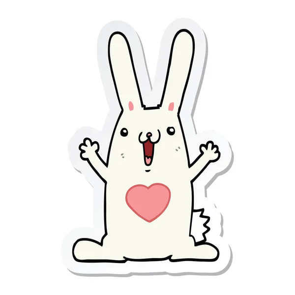 Sticker Cartoon Rabbit Love — Stock Vector