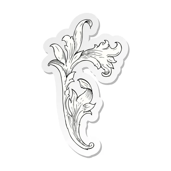 伝統的な手描き花渦のステッカー — ストックベクタ