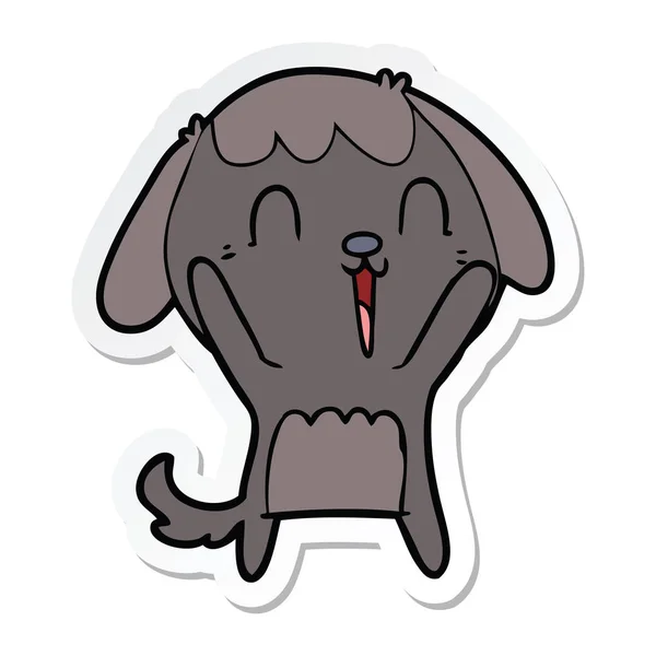 Sticker of a cute cartoon dog crying — Stock Vector