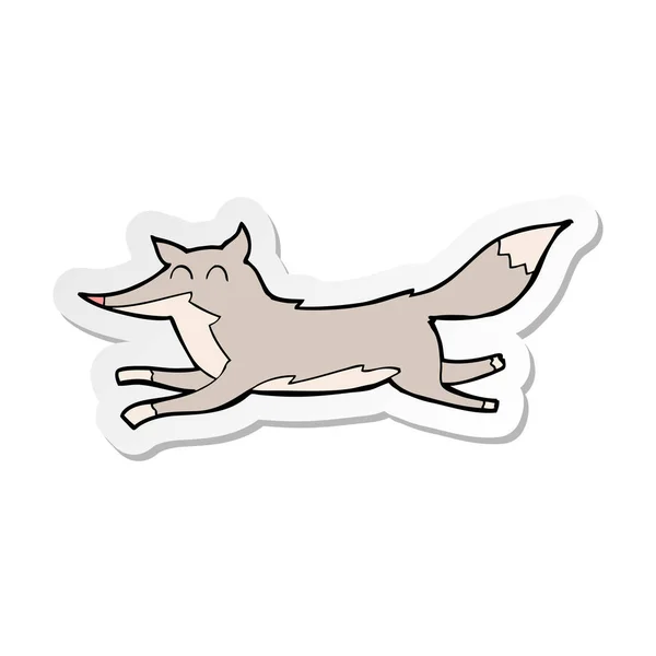 Sticker of a cartoon running wolf — Stock Vector