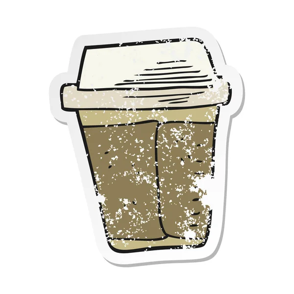 Retro verdrietig sticker een cartoon-koffie — Stockvector