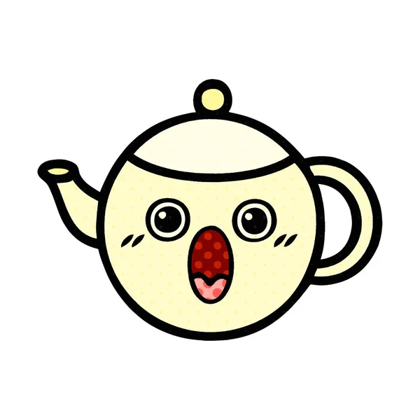 紅茶ポットの漫画のスタイルの漫画 — ストックベクタ