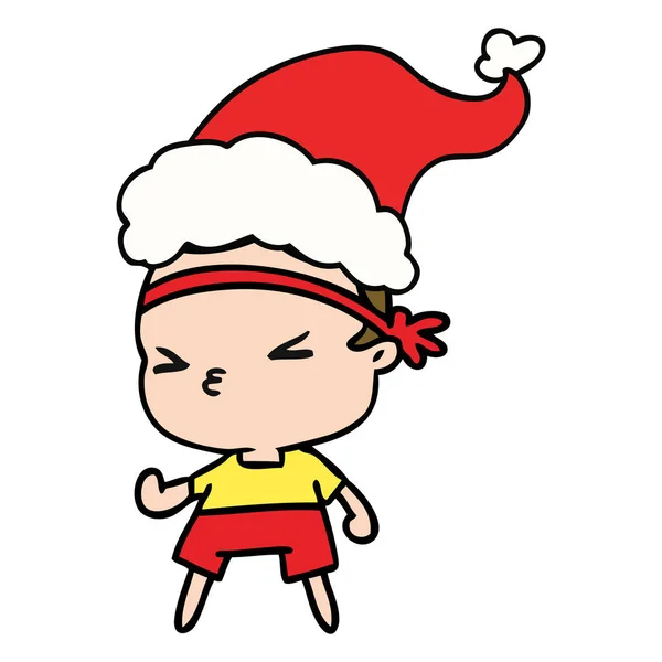Рождественская карикатура на мальчика-кавайи — стоковый вектор