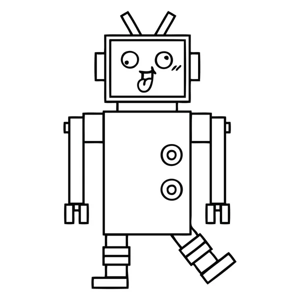 Línea dibujo dibujos animados robot — Archivo Imágenes Vectoriales