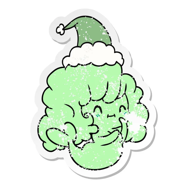 Kerst noodlijdende sticker cartoon van kawaii ghost — Stockvector