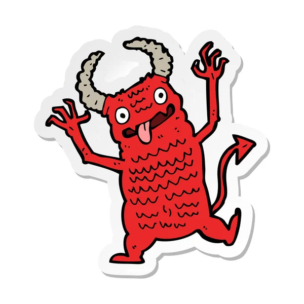 Sticker van de demon van een cartoon — Stockvector