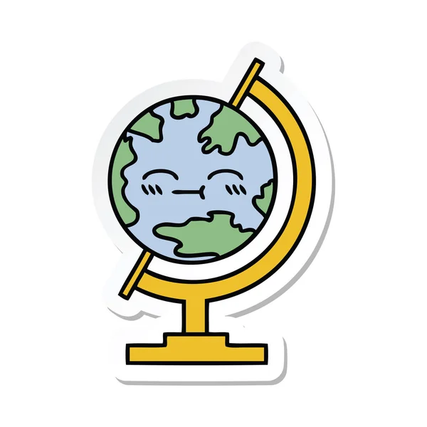 Sticker Cute Cartoon Globe World — Stock Vector