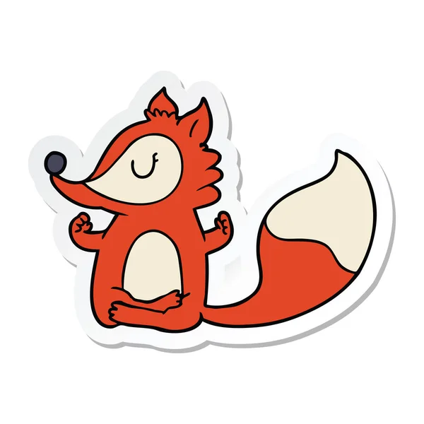 Sticker Van Een Cartoon Fox Mediteren — Stockvector