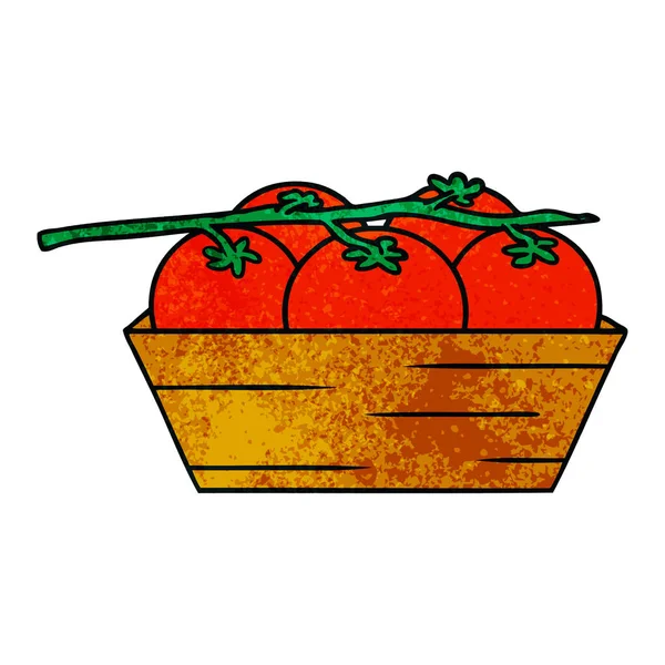 Garabato de dibujos animados texturizado de una caja de tomates — Vector de stock